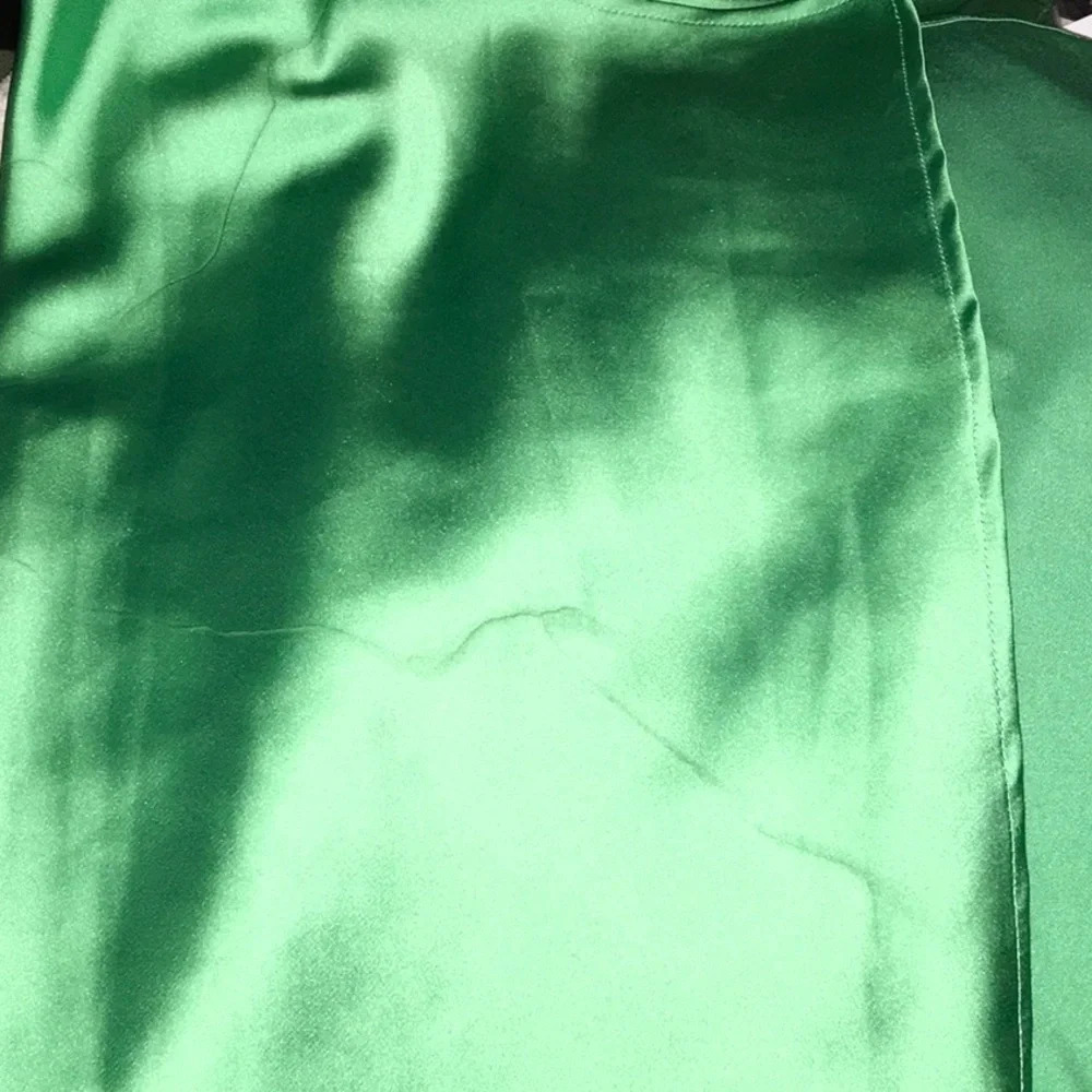 TopShop Angel Sleeve Bias Cut Satin Dress Green 8 - Picture 9 of 11
